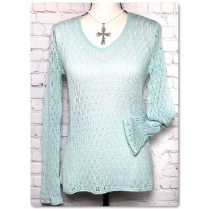 Liz Claiborne Crocheted Knit Sweater & Necklace